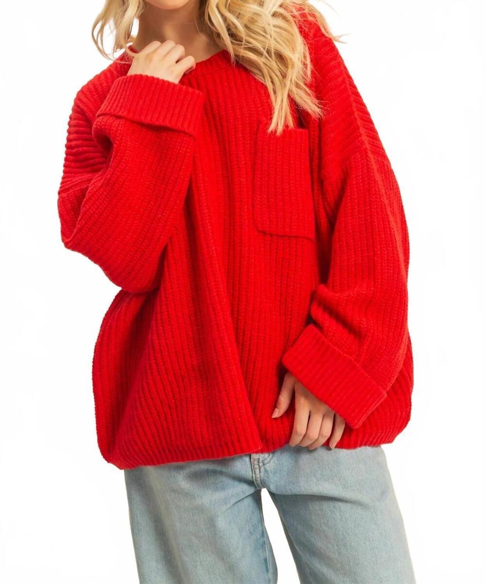 NEW HYFVE jax oversized sweater in cherry